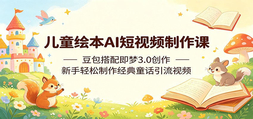 儿童绘本AI短视频制作课:豆包搭配即梦3.0创作,新手轻松制作经典童话引流视频-宇文网创