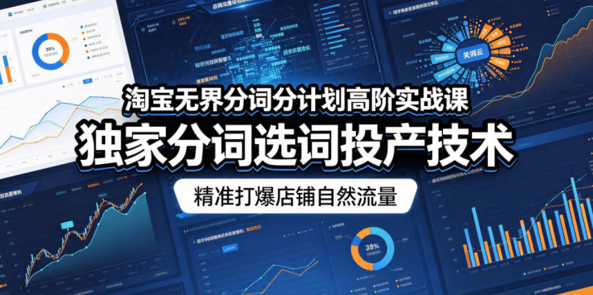 淘宝无界分词分计划高阶实战课,独家分词选词投产技术,精准打爆店铺自然流量-宇文网创