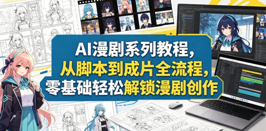 AI漫剧系列教程，从脚本到成片全流程，零基础轻松解锁漫剧创作-宇文网创