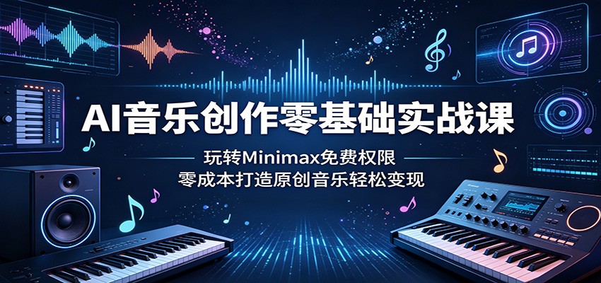 AI音乐创作零基础实战课:玩转Minimax免费权限,零成本打造原创音乐轻松变现-宇文网创