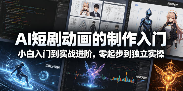 AI短剧动画的制作入门，小白入门到实战进阶，零起步到独立实操-宇文网创