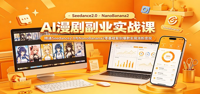 AI漫剧副业实战课：精通Seedance2.0与NanoBanana2零基础复刻爆款实现涨粉变现-宇文网创