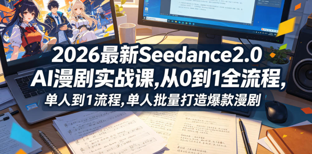 2026最新Seedance2.0 AI漫剧实战课,，从0到1全流程，单人批量打造爆款漫剧-宇文网创