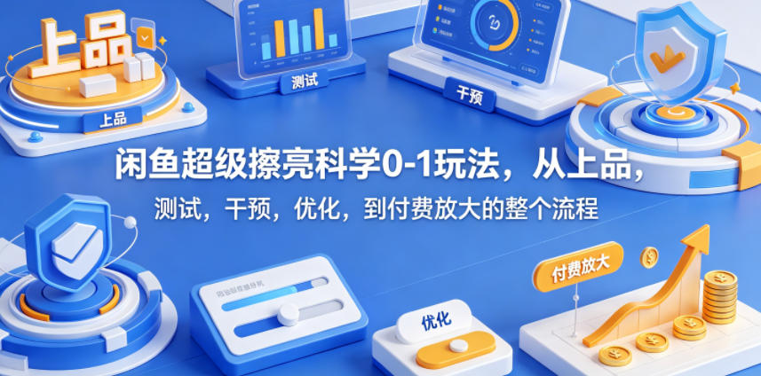 闲鱼超级擦亮科学0-1玩法，从上品，测试，干预，优化，到付费放大的整个流程-宇文网创