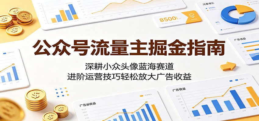 公众号流量主掘金指南：深耕小众头像蓝海赛道，进阶运营技巧轻松放大广告收益-宇文网创