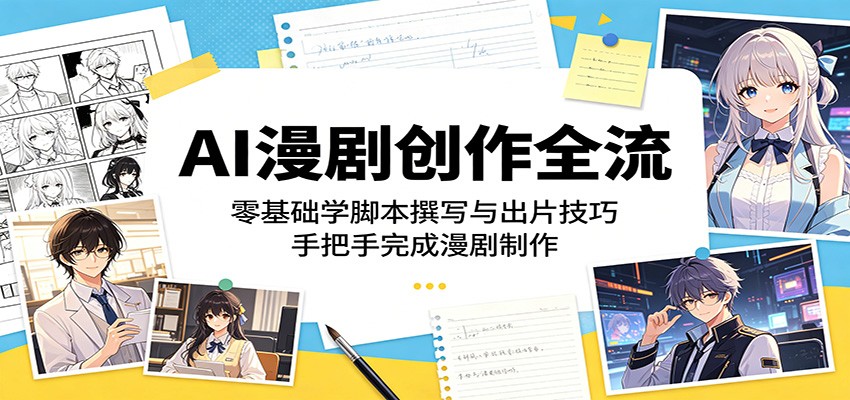 AI漫剧创作全流:零基础学脚本撰写与出片技巧,手把手完成漫剧制作-宇文网创