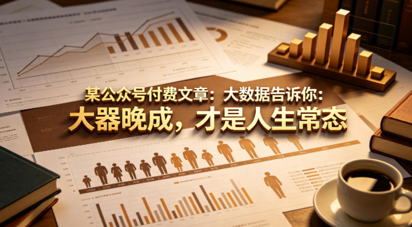 某公众号付费文章：大数据告诉你：大器晚成，才是人生常态-宇文网创