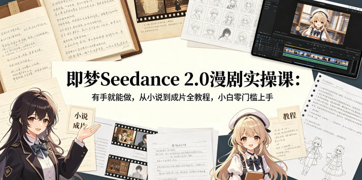 即梦Seedance 2.0漫剧实操课：有手就能做，从小说到成片全教程，小白零门槛上手-宇文网创