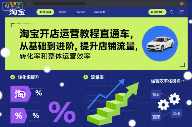 淘宝开店运营教程直通车，从基础到进阶，提升店铺流量，转化率和整体运营效率（更新26年4月20日）-宇文网创