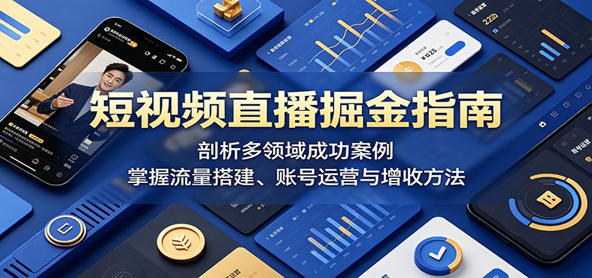 短视频直播掘金指南：剖析多领域成功案例，掌握流量搭建、账号运营与增收方法-宇文网创