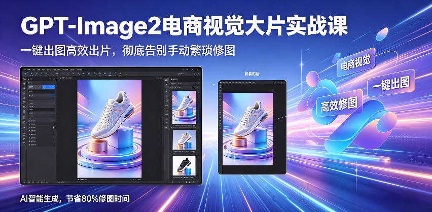 GPT-Image2电商视觉大片实战课，一键出图高效出片，彻底告别手动繁琐修图-宇文网创