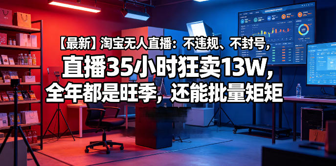 【最新】淘宝无人直播：不违规、不封号，直播35小时狂卖13W，全年都是旺季，还能批量矩阵操作【揭秘】-宇文网创
