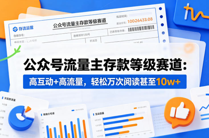 公众号流量主之存款等级赛道，高互动+高流量，轻松达到万次阅读，甚至10w+-宇文网创