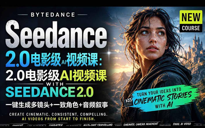 字节跳动的Seedance 2.0 AI电影视频生成制作教程，一键生成多镜头+一致角色+音频叙事-中英字幕-宇文网创
