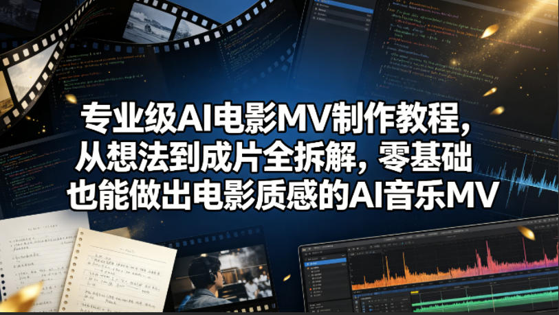 专业级AI电影MV制作教程，从想法到成片全拆解，零基础也能做出电影质感的AI音乐MV-宇文网创