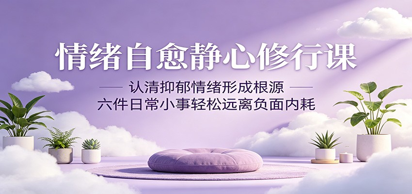 情绪自愈静心修行课：认清抑郁情绪形成根源，六件日常小事轻松远离负面内耗-宇文网创