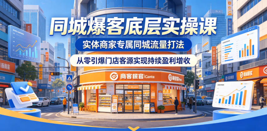 同城爆客底层实操课，实体商家专属同城流量打法，从零引爆门店客源实现持续盈利增收-宇文网创