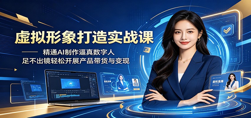 虚拟形象打造实战课：精通AI制作逼真数字人，足不出镜轻松开展产品带货与变现-宇文网创