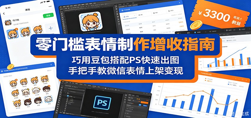 零门槛表情制作增收指南：巧用豆包搭配 PS 快速出图，手把手教微信表情上架变现-宇文网创