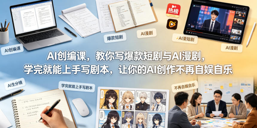 AI创编课，教你写爆款短剧与AI漫剧，学完就能上手写剧本，让你的AI创作不再自娱自乐-宇文网创