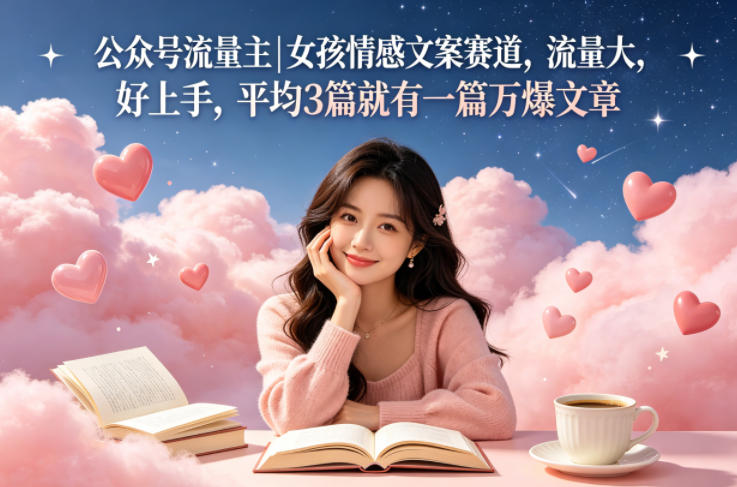 公众号流量主女孩情感文案赛道，流量大，好上手，平均3篇就有一篇万爆文章-宇文网创