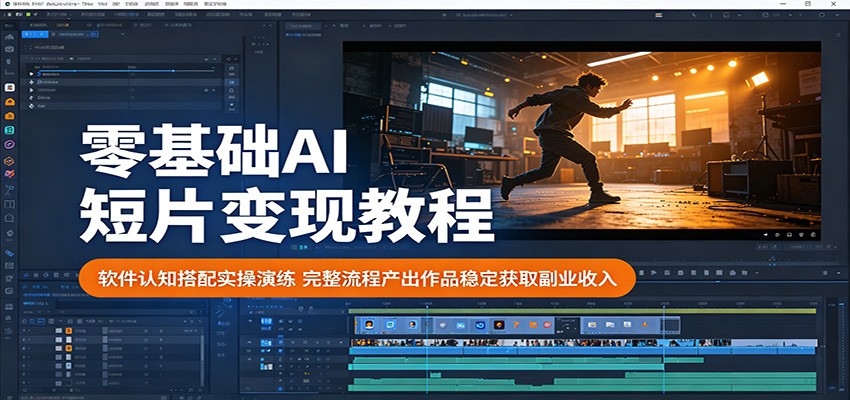 零基础AI短片变现教程:软件认知搭配实操演练,完整流程产出作品稳定获取副业收入-宇文网创