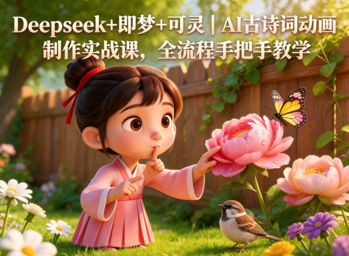 Deepseek+即梦+可灵｜AI古诗词动画制作实战课，全流程手把手教学-宇文网创
