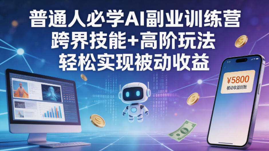 普通人必学AI副业训练营跨界技能+高阶玩法轻松实现被动收益-宇文网创