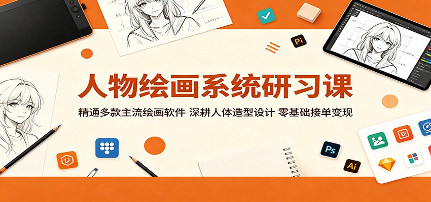 人物绘画系统研习课：精通多款主流绘画软件，深耕人体造型设计，零基础接单变现-宇文网创
