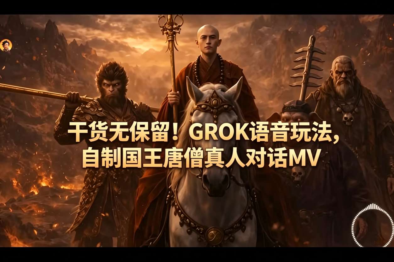 干货无保留！GROK语音玩法，自制国王唐僧真人对话MV-宇文网创
