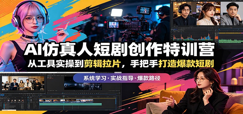 AI仿真人短剧创作特训营：从工具实操到剪辑拉片，手把手打造爆款短剧-宇文网创