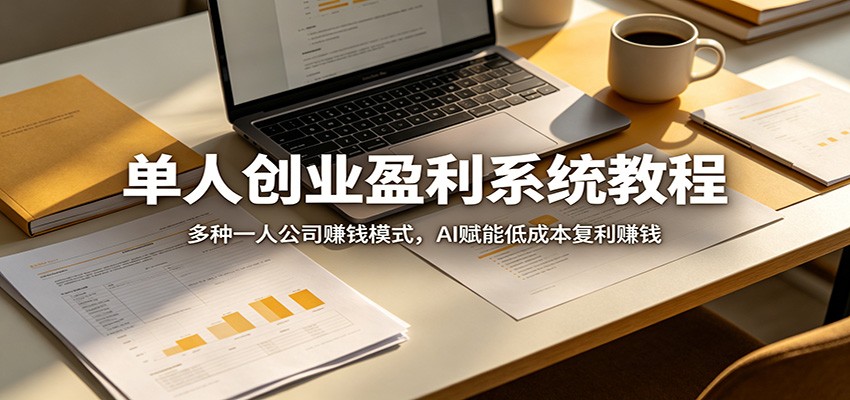 单人创业盈利系统教程：多种一人公司赚钱模式，AI赋能低成本复利赚钱-宇文网创