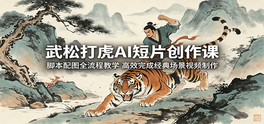 武松打虎AI短片创作课:脚本配图全流程教学,高效完成经典场景视频制作-宇文网创