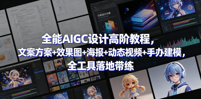 全能AIGC设计高阶教程，文案方案+效果图+海报+动态视频+手办建模，全工具落地带练-宇文网创