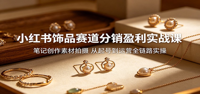 小红书饰品赛道分销盈利实战课：笔记创作素材拍摄，从起号到运营全链路实操-宇文网创