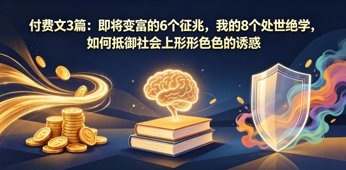 付费文3篇：即将变富的6个征兆，我的8个处世绝学，如何抵御社会上形形色色的诱惑-宇文网创