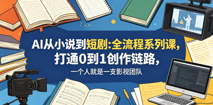 AI从小说到短剧全流程系列课，打通0到1创作链路，一个人就是一支影视团队-宇文网创