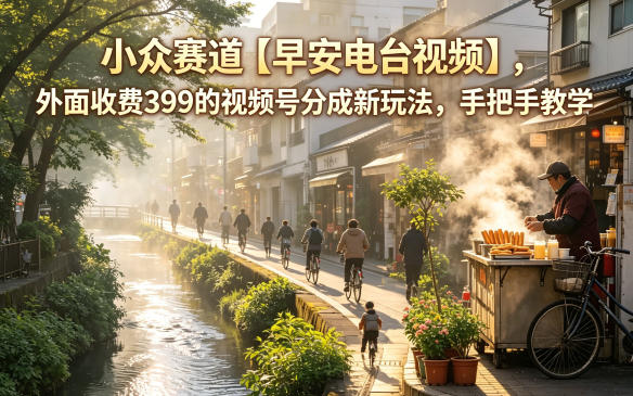 小众赛道【早安电台视频】，外面收费399的视频号分成新玩法，手把手教学-宇文网创
