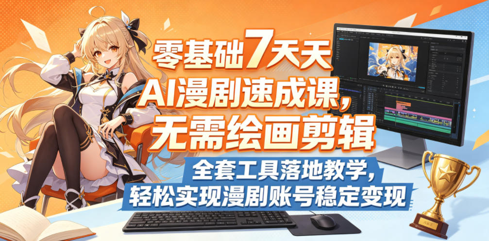零基础7天AI漫剧速成课,无需绘画剪辑,全套工具落地教学,轻松实现漫剧账号稳定变现-宇文网创