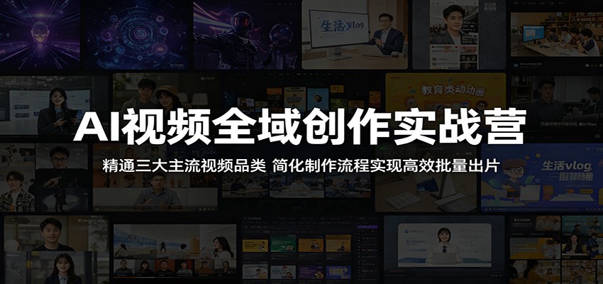 AI视频全域创作实战营：精通三大主流视频品类，简化制作流程实现高效批量出片-宇文网创