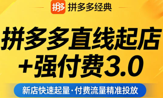 拼多多直线起店+强付费3.0，教你稳定起店、高效控投产、破解流量瓶颈（更新4月）-宇文网创