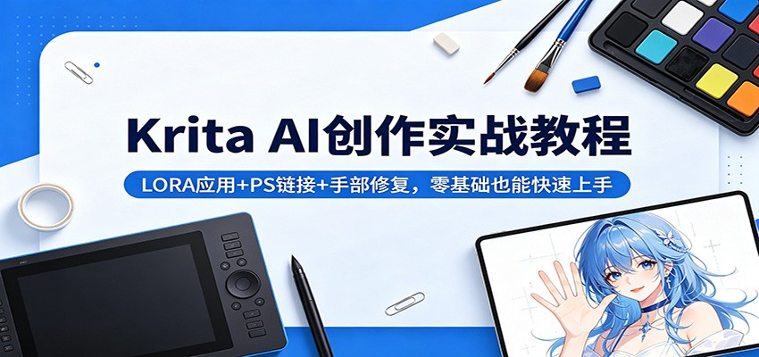 Krita AI创作实战教程：LORA应用+PS链接+手部修复，零基础也能快速上手-宇文网创