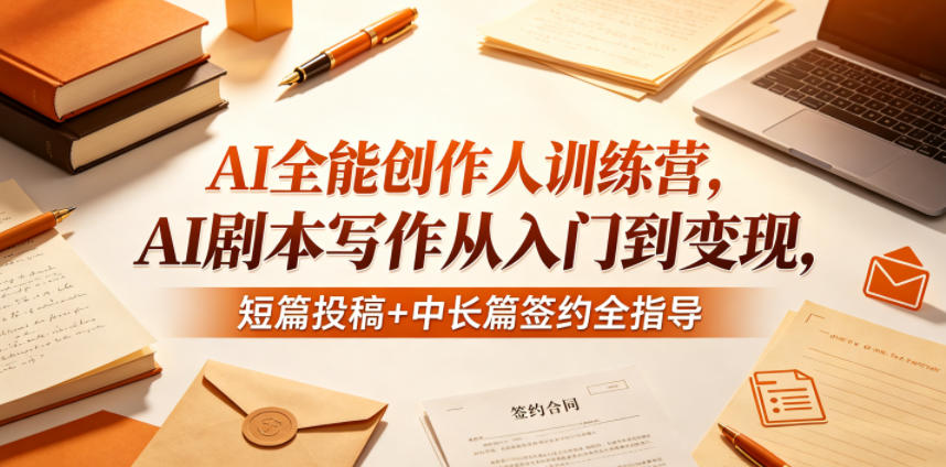 AI全能创作人训练营，AI剧本写作从入门到变现，短篇投稿+中长篇签约全指导-宇文网创