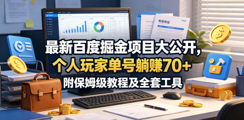 最新百度掘金项目大公开，个人玩家单号躺賺70+，附保姆级教程及全套工具【揭秘】-宇文网创