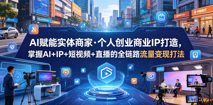 AI赋能实体商家·个人创业商业IP打造,掌握AI+IP+短视频+直播的全链路流量变现打法-宇文网创