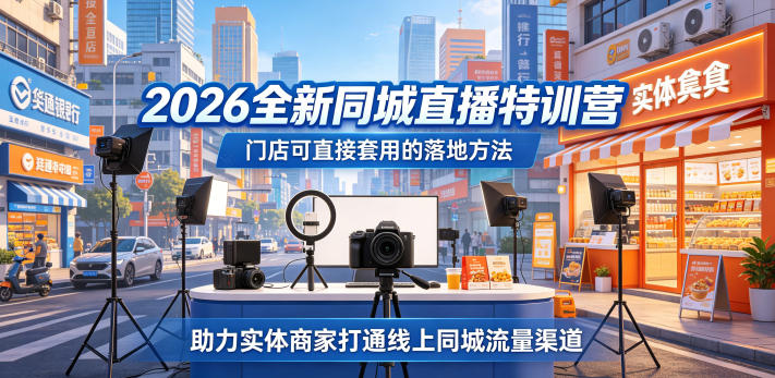 2026全新同城直播特训营，门店可直接套用的落地方法，助力实体商家打通线上同城流量渠道-宇文网创