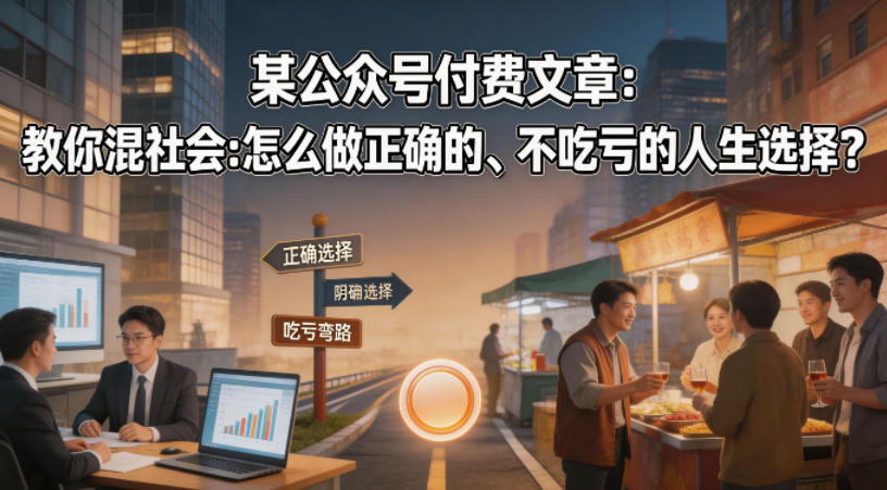 某公众号付费文章：教你混社会：怎么做正确的、不吃亏的人生选择？-宇文网创