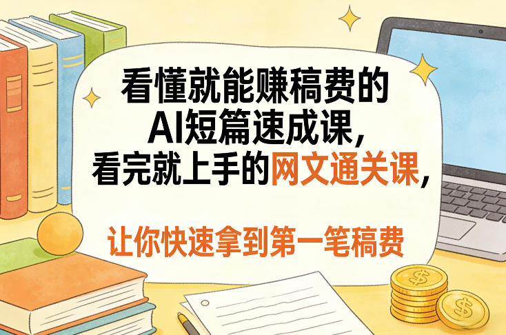 看懂就能賺稿费的AI短篇速成课，看完就上手的网文通关课，让你快速拿到第一笔稿费（更新5月）-宇文网创