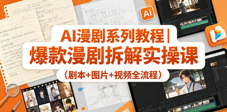 AI漫剧系列教程｜爆款漫剧拆解实操课（剧本+图片+视频全流程）-宇文网创