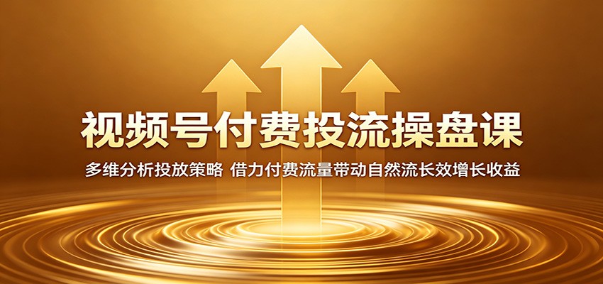 视频号付费投流操盘课：多维分析投放策略，借力付费流量带动自然流长效增长收益-宇文网创